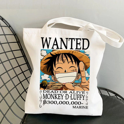 海贼王 One Piece Luffy印花帆布包原宿单肩时尚手提购物袋子现货