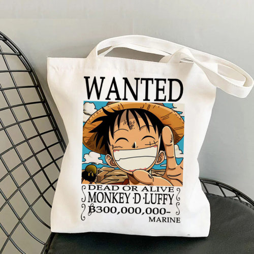海贼王 One Piece Luffy印花帆布包原宿单肩时尚手提购物袋子现货