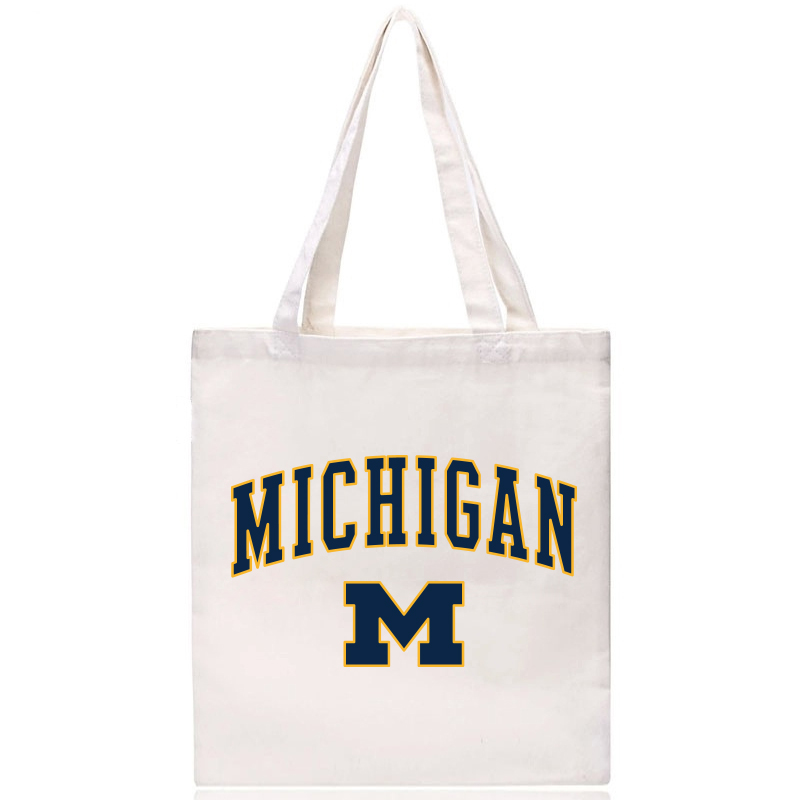 UMich密歇根大学帆布袋 U of M单肩手提帆布包留学纪念环保购物袋