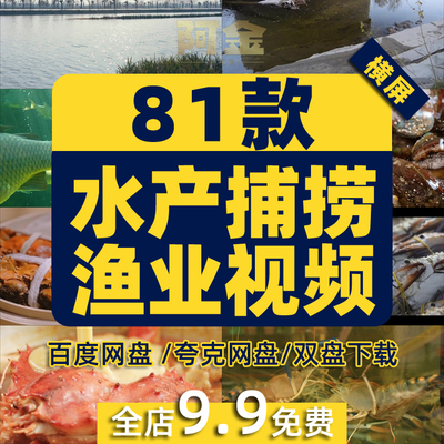 水产捕捞渔业海鲜螃蟹大闸蟹鱼塘龙虾抖音短视频高清实拍素材剪辑