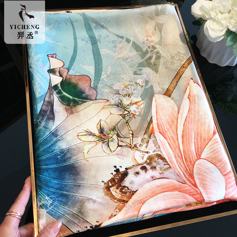 【莲花翠鸟】双面缎花萝提花真丝大方巾100%桑蚕丝丝巾围巾披肩女,服饰配件/皮带/帽子/围巾,围巾/丝巾/披肩,淘宝优惠券,粉丝福利购,淘宝优惠卷