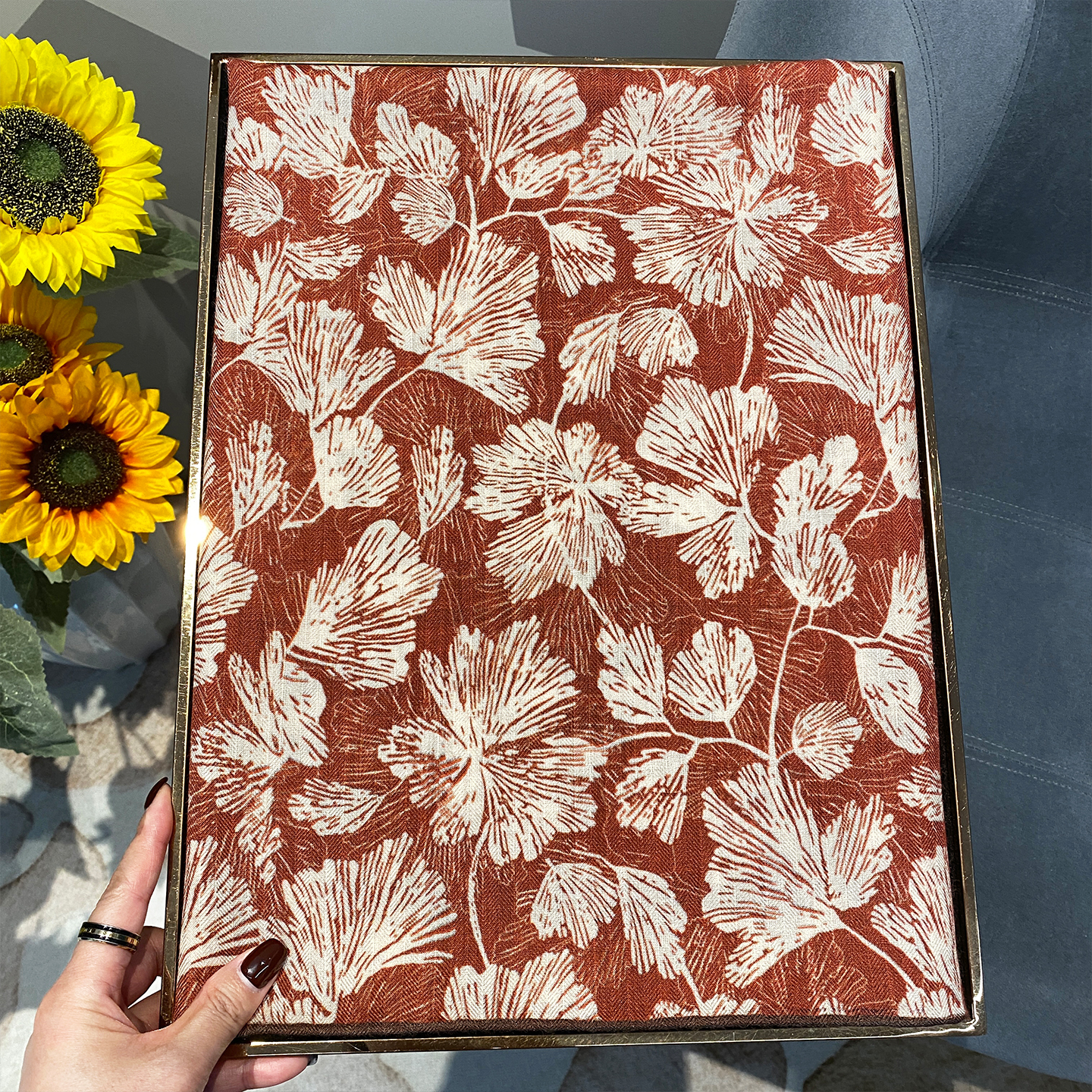 锦绣杏韵双面真丝羊毛围巾