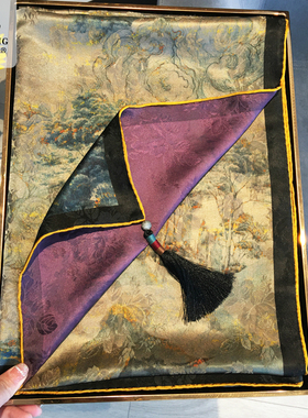 【暗影江山】香云纱真丝大方巾优雅中国风高端送礼桑蚕丝披肩丝巾