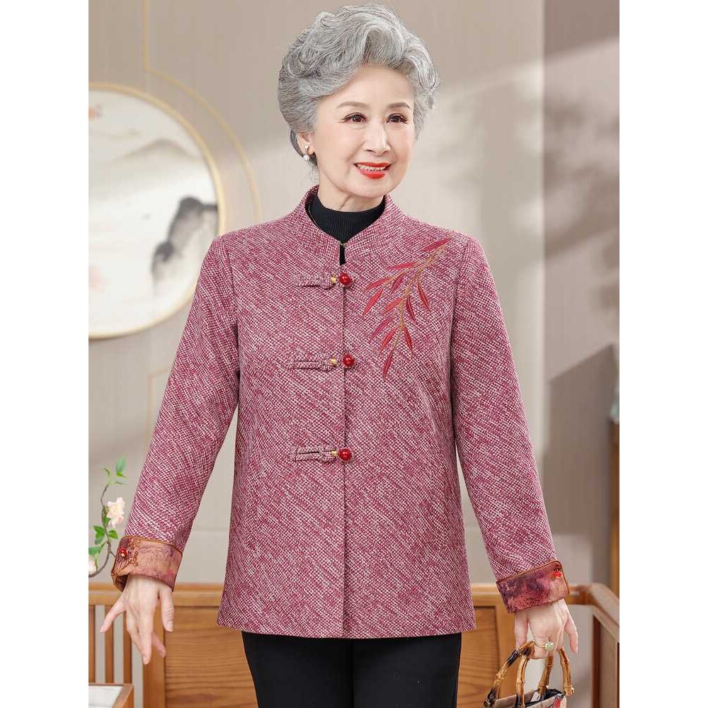 专柜中老年人秋装外套奶奶装秋冬洋气女装妈妈宽松大码上衣老人衣