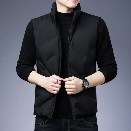 专柜品质男士立领羽绒服背心冬季2025新款加厚保暖防寒宽松鸭绒外