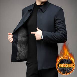 专柜品质男士加绒加厚夹克行政棉服外套冬季中年商务休闲棉衣外套