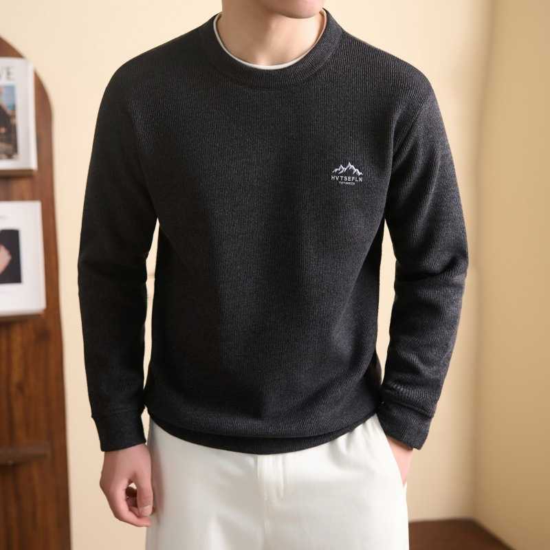 专柜2026秋季新款中年男士圆领套头长袖毛衣休闲宽松男针织衫