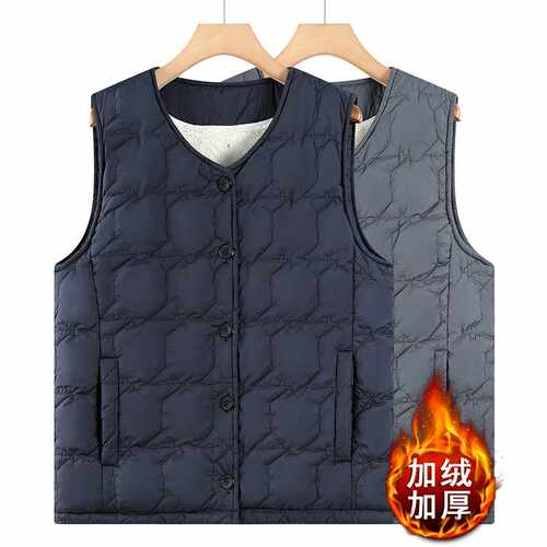 专柜中老年人秋冬装加绒加厚马甲保暖背心冬季男装新款宽松加大码