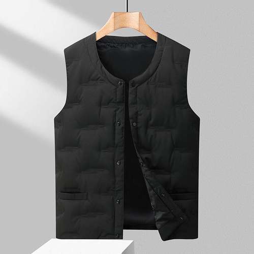 专柜品质男士V领羽绒服背心冬季2025新款加厚保暖防寒宽松鸭绒外