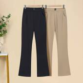 子春秋西 女中老年女士喇叭裤 专柜品牌2026新款 高腰黑色直筒微喇裤