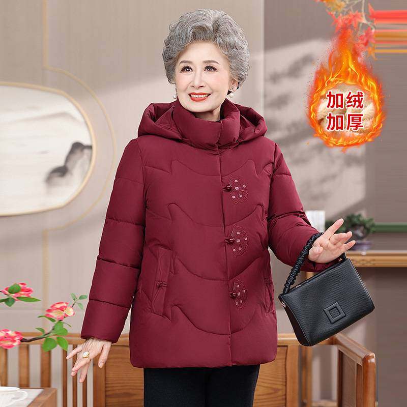 专柜品质奶奶冬装棉服加绒加厚外套中老年人棉衣女妈妈保暖棉袄老