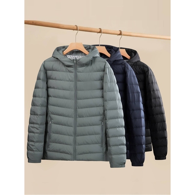 专柜品质轻薄排骨羽绒服男装冬季胖子加肥加大码防风保暖连帽外套