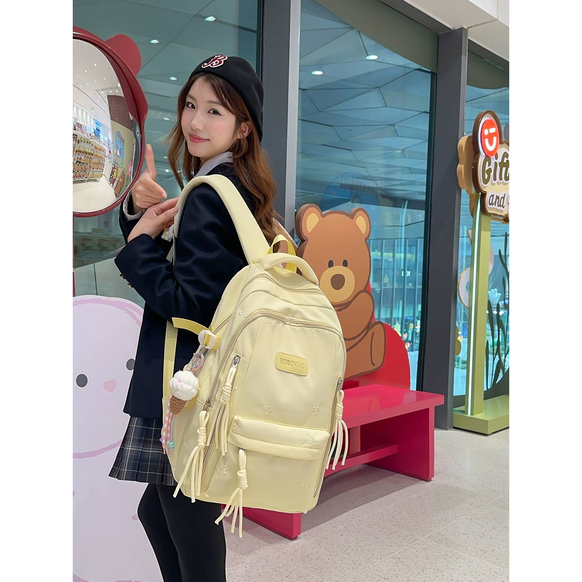 专柜儿童书包小学生高颜值女生初中生高中字母学校背包双肩包