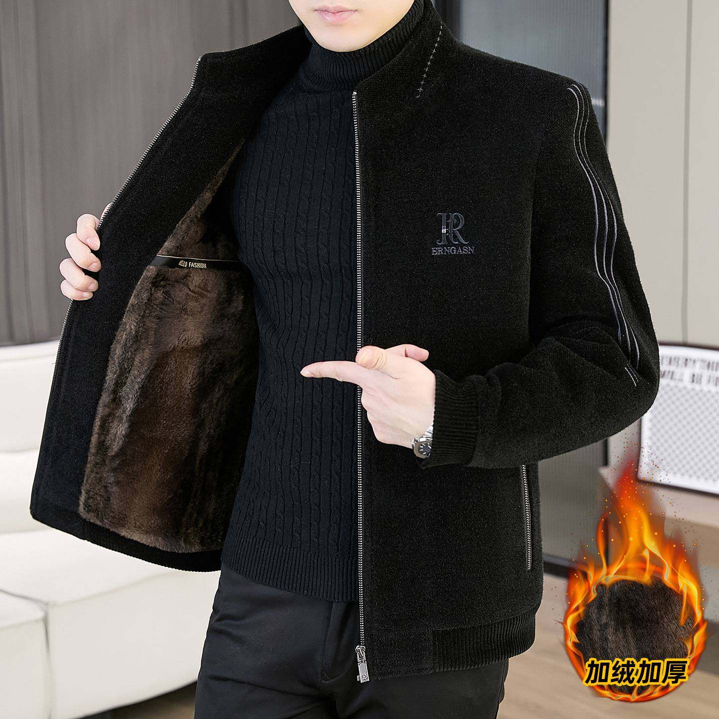 专柜品质2025秋冬季时尚立领加厚外套男士大衣短款呢子中青年时尚