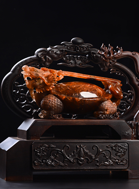 收藏级纯手工精雕天然铜发铜钛龙龟大摆件寓意披坚执锐势不可挡