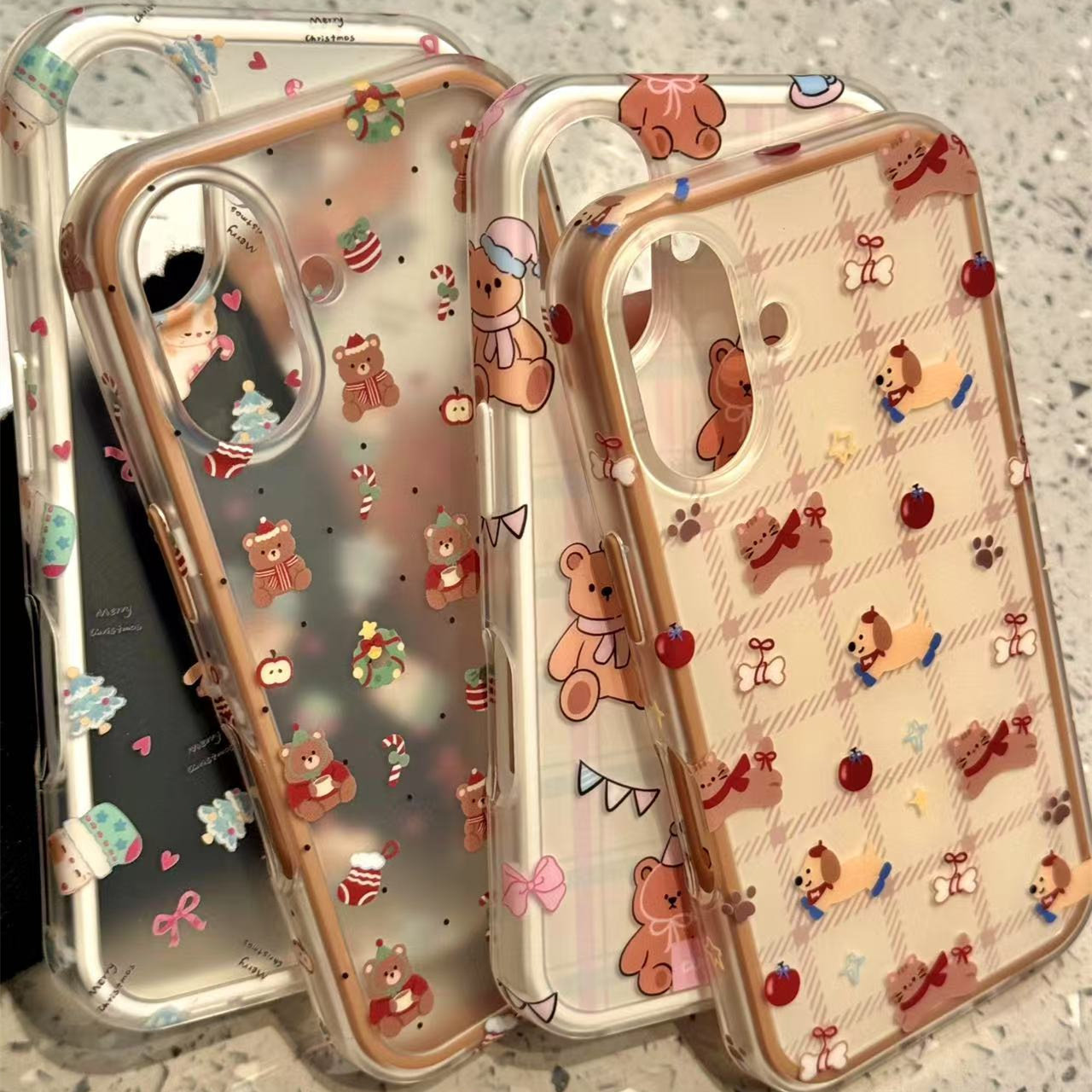 可爱圣诞小熊猫咪小狗适用iphone16promax苹果15pro手机壳14新款