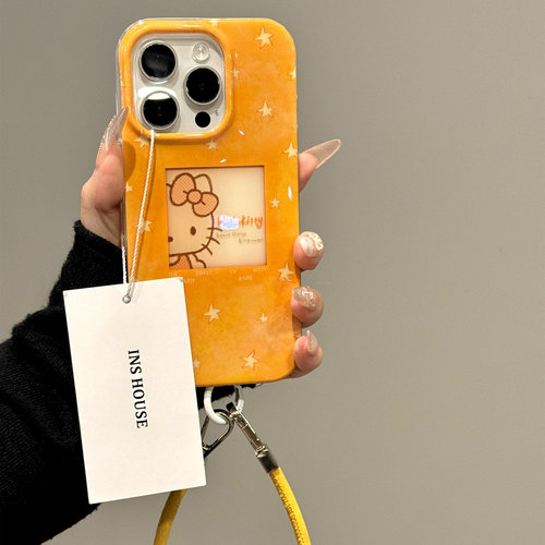 姜黄底星星蝴蝶结猫咪iphone16promax苹果15prom手机保护壳14pro