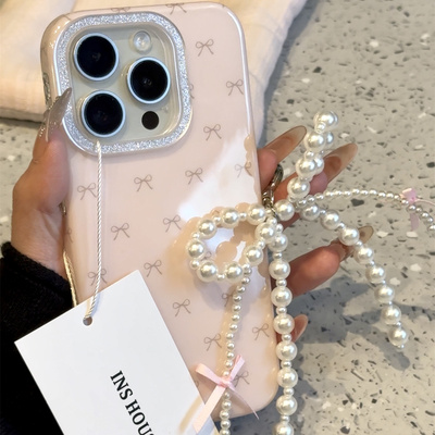 简约ins风粉底满屏蝴蝶结适用iphone16proma苹果15p手机壳新款14p