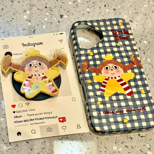 围巾星星女孩摇摇乐适用ihone16promax苹果15pro手机壳14新款13硬