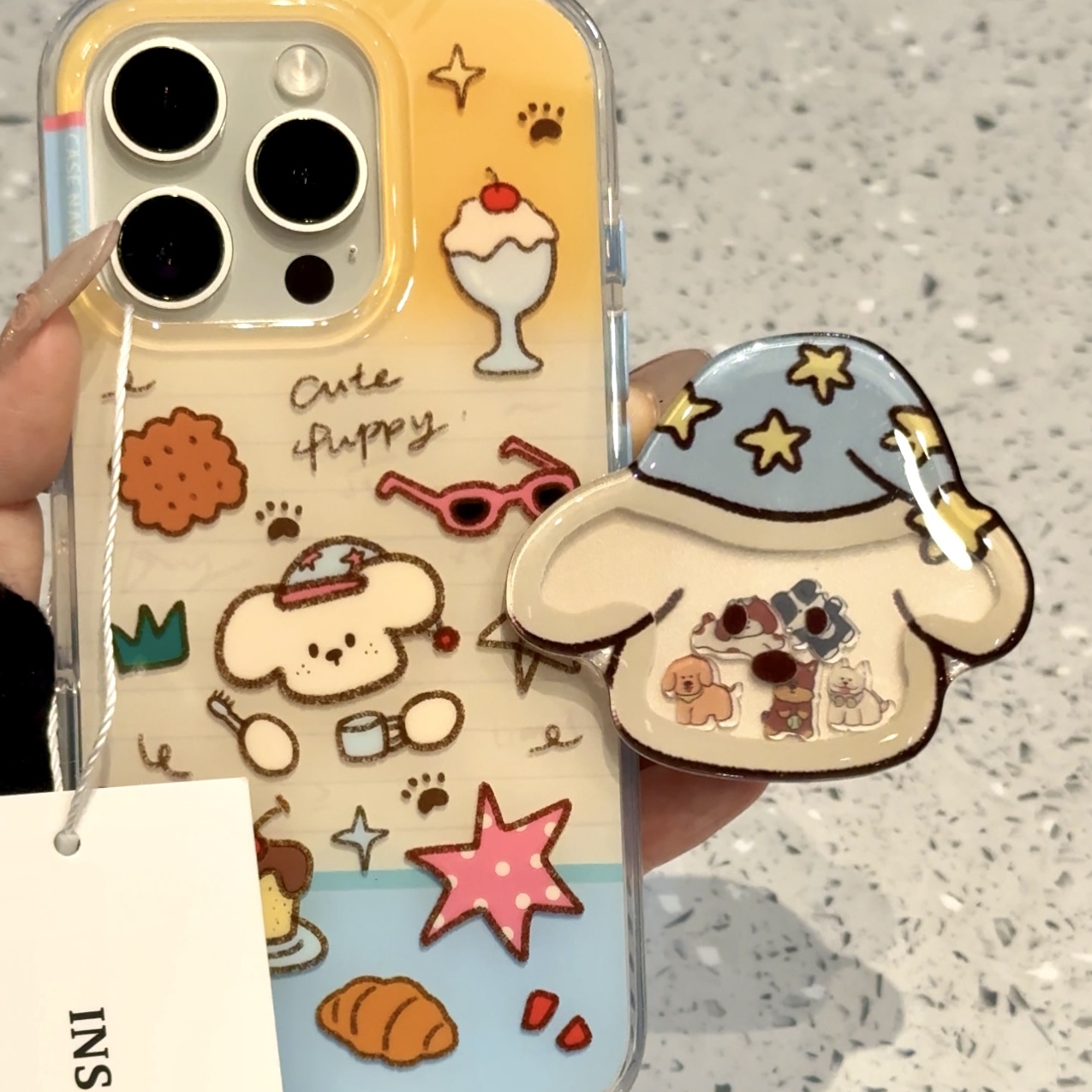 可爱甜品墨镜睡帽小狗支架适用iphone17prom苹果15手机保护壳14pr