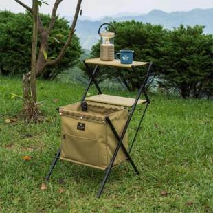 OWL CAMP官方户外露营折叠双层置物架便携野炊装备杂物调料放置架