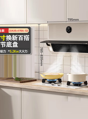 老板超薄变频22A3S+57BA-G2白色抽吸油烟机灶具套装套餐官方旗舰