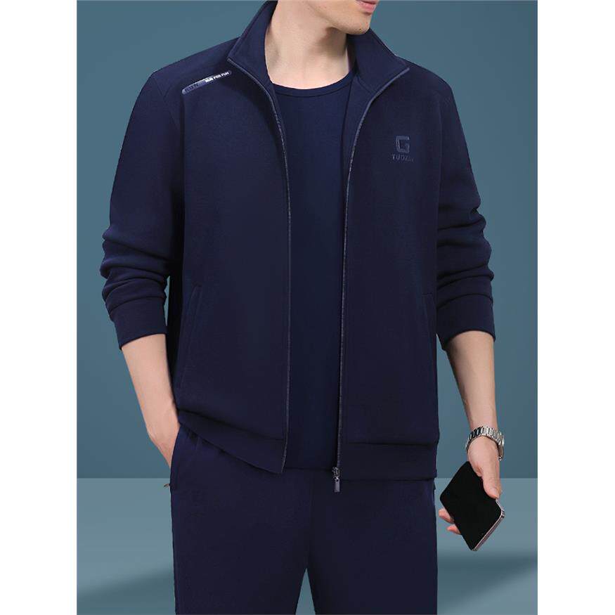 中年运动套装男士春秋季爸爸休闲衣服中老年男装高级感穿搭一整套