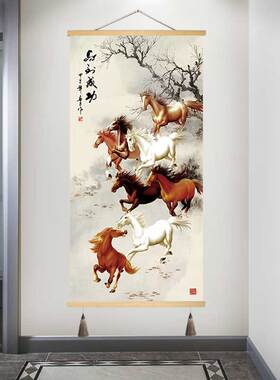 过道玄关新中式是免打孔装饰画