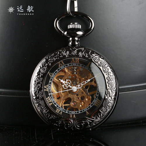 全自动机械怀表复古怀旧雕花发条