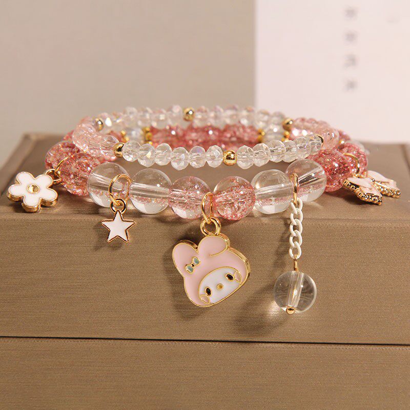 韩国小清新可爱兔子手链女童网红爆花水晶手串闺蜜手环文化创意礼