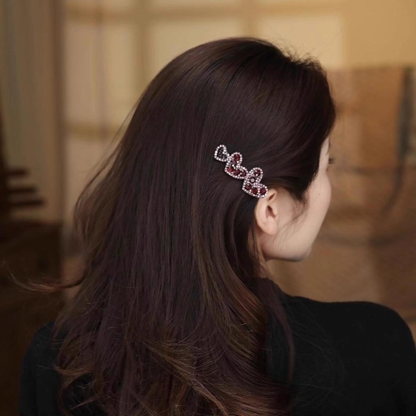 新潮流一见倾心发夹女新款爱心半扎发鸭嘴夹时尚百搭刘海边夹头饰