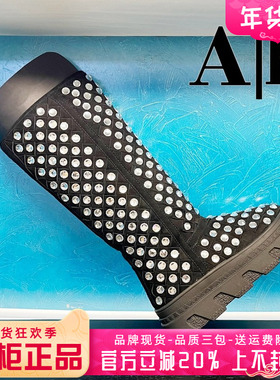 正品AH女鞋2025冬新款圆头休闲羊皮真毛里雪地靴高靴AYH53M70052