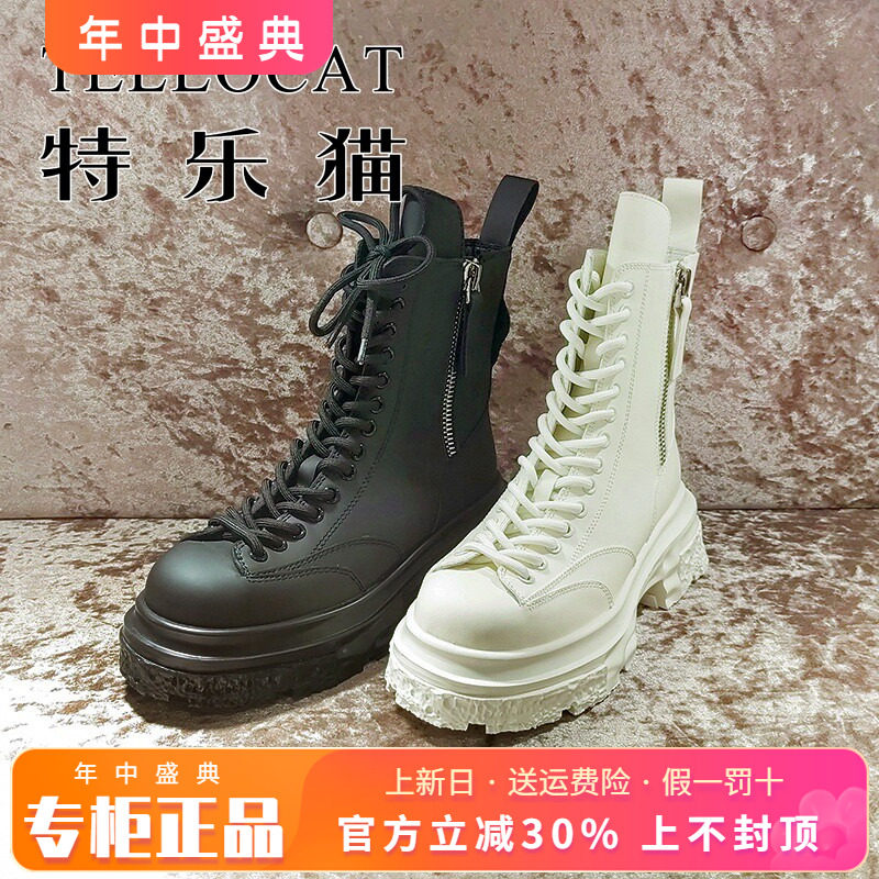 正品特乐猫女鞋促销冬新款中跟时尚休闲马丁靴中筒靴TJB23D18807