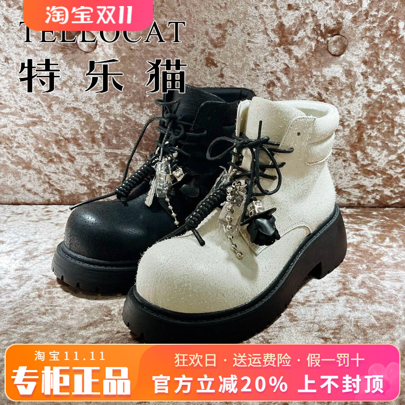正品TELLOCAT特乐猫2025冬新款牛皮圆头厚底短靴TYF53D25602