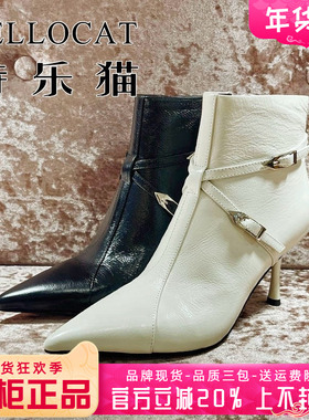 正品TELLOCAT特乐猫2025秋新款高跟细跟尖头套脚短靴TBY53D30117