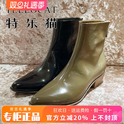 正品TELLOCAT特乐猫女靴热销冬新款粗跟时尚短靴TLHS43D09015