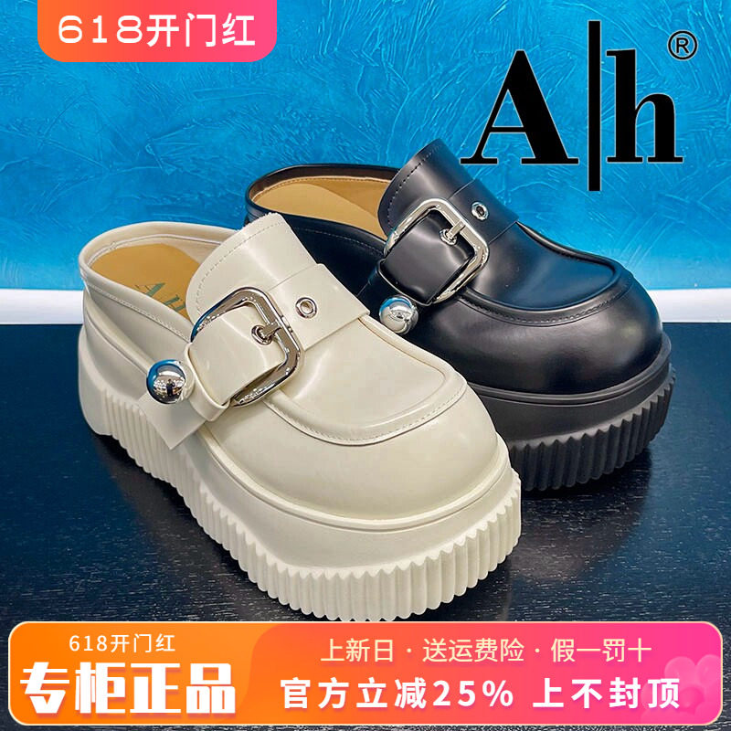 正品卡美星Ah女鞋2025春新款厚底高跟后空英伦风单鞋AXT51K93053