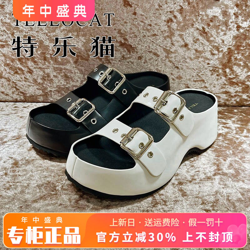 专柜正品特乐猫女鞋2026夏新款露趾圆头厚底高跟凉拖TCD62L50011