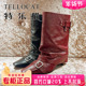 正品 TELLOCAT特乐猫2025冬新款 牛皮方头高跟粗跟中靴TBS53D35605
