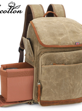 适用于佳能尼康索尼防水帆布双肩微单摄影包单反相机包背包男女