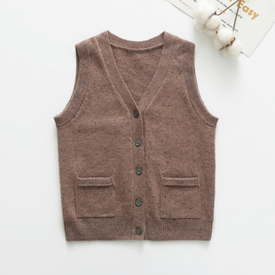 纯色花点山羊绒儿童背心男童羊毛衫女童开衫宝宝马甲春秋款