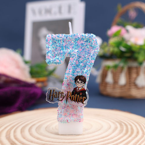 卡通渐变哈利波特数字生日蜡烛0-9岁生日派对蛋糕装饰下午茶摆件