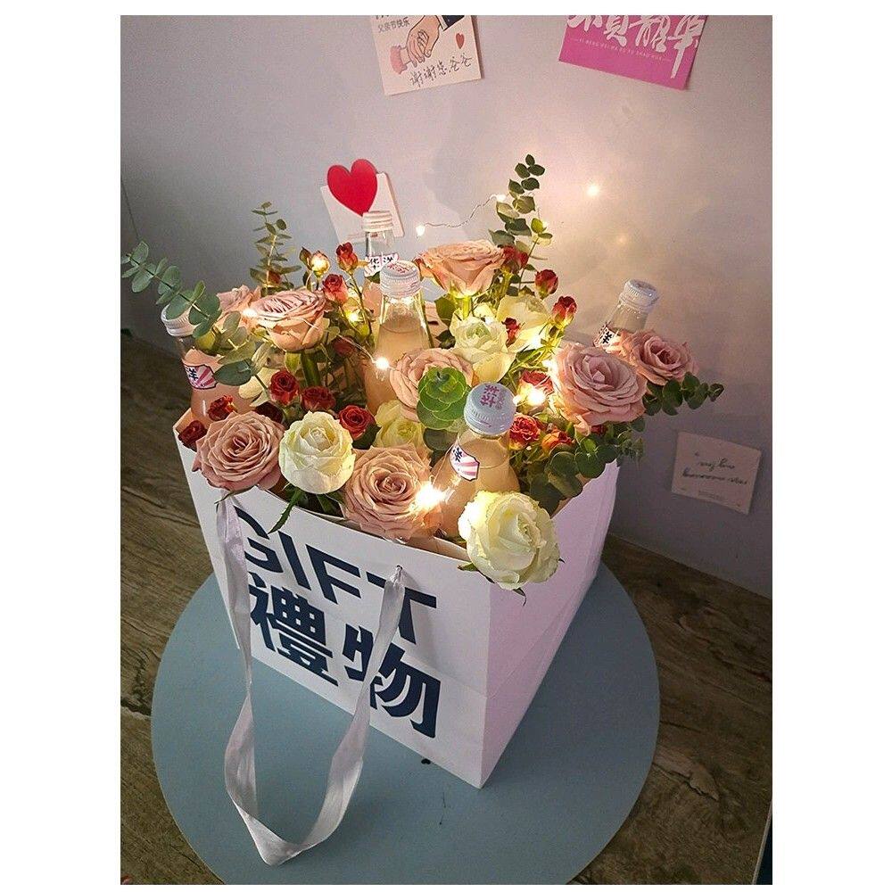 啤酒花束DIY材料包香烟 鲜花包装半成品手提袋抱抱桶男生日礼物盒
