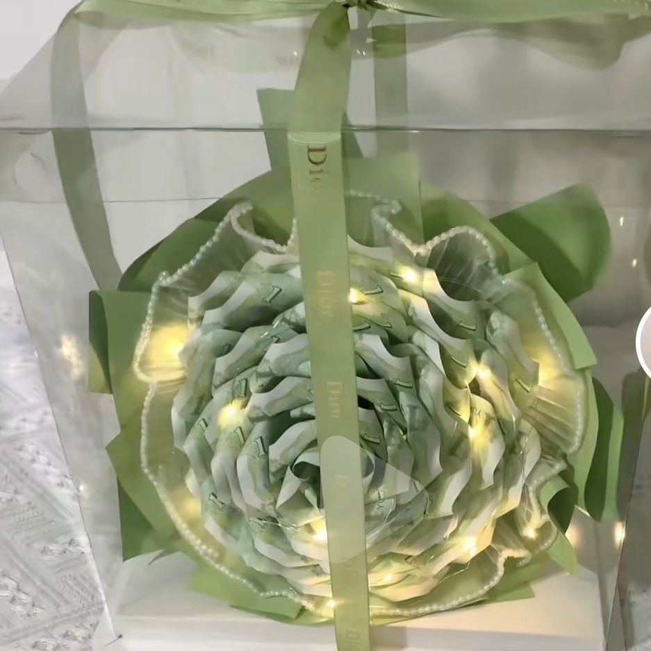diy透明礼盒土豪花发财花束手工自制材料包套装生日礼物女情人节