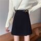 毛呢半身裙女秋冬季 大码 胖mm高腰A字裙百搭遮跨包臀短裙显瘦裙子