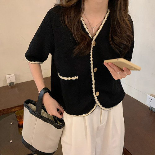 短款上衣小香风短袖气质别致衬衫