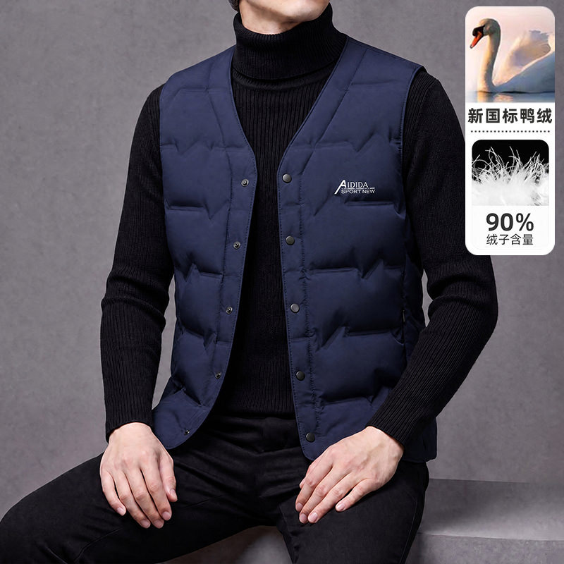 维乾男装羽绒马甲男2026新款秋冬轻薄背心男款V领内胆马夹外套图片