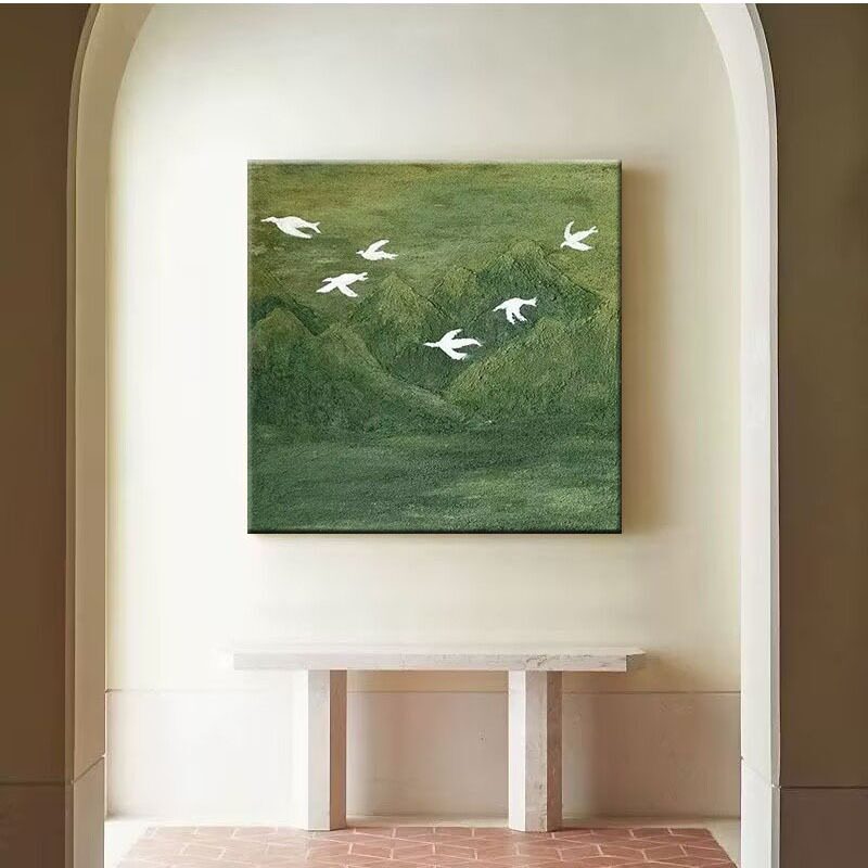 法式中古风客餐厅装饰画大芬村纯手绘抽象油画入户玄关电表箱挂画
