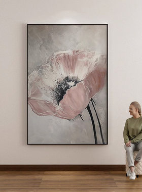 大芬村中古风手绘油画定制现代简约客餐厅玄关花卉电表箱装饰挂画