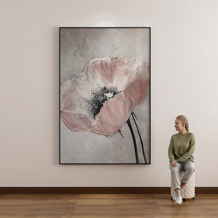 大芬村中古风手绘油画定制现代简约客餐厅玄关花卉电表箱装饰挂画